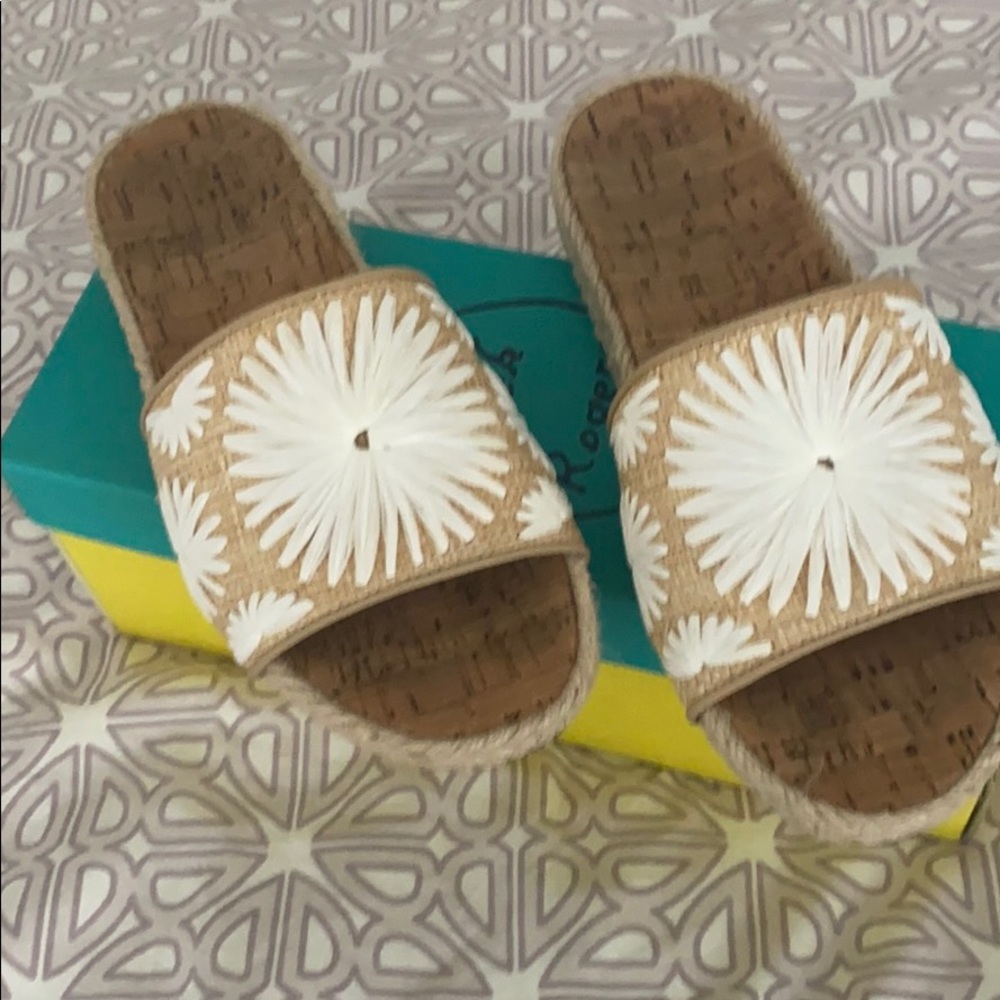 Jack Rogers Bettina  slides size 7 white / raffia